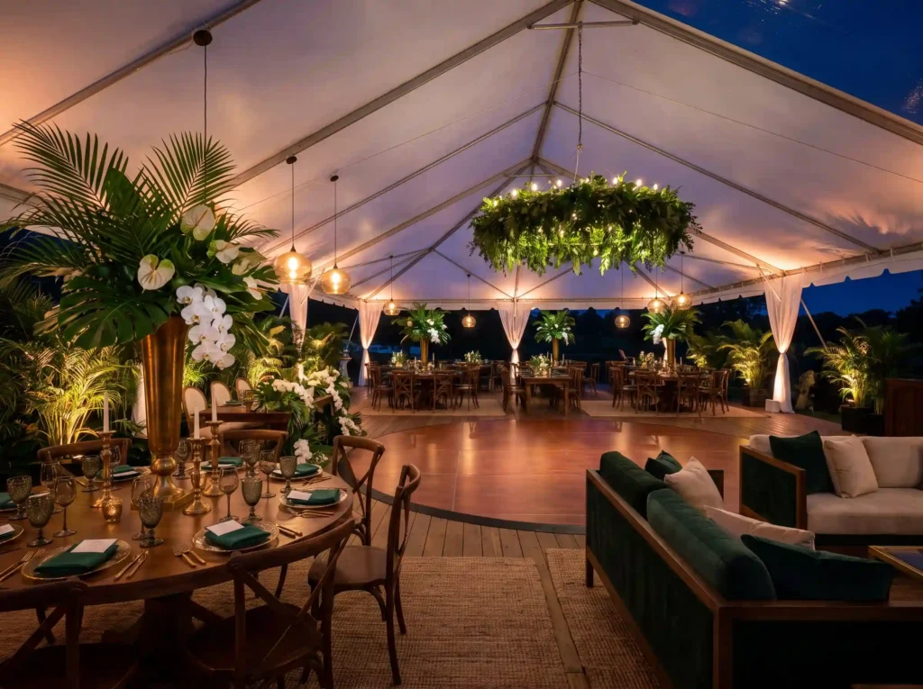 Backyard tent wedding reception … K