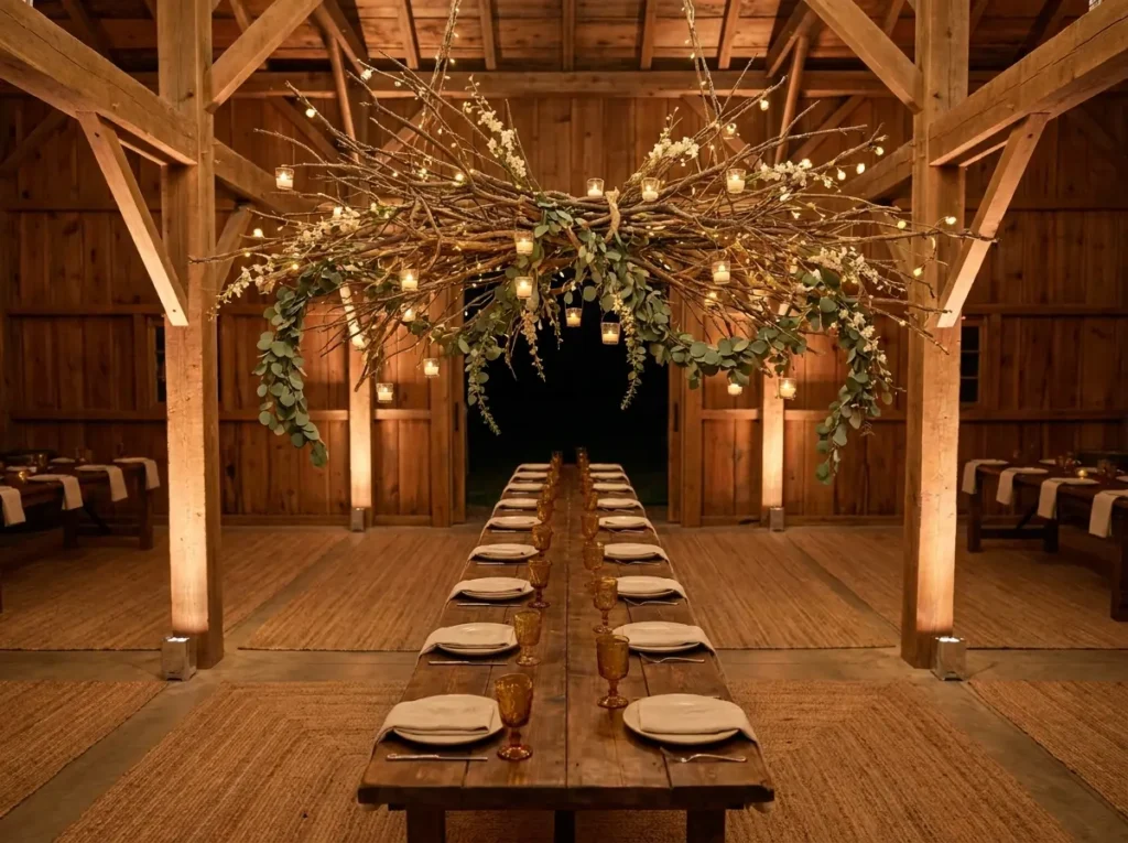 Branch chandelier dining area