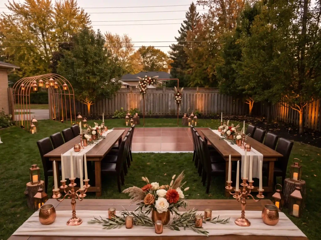 Copper lantern wedding reception… K
