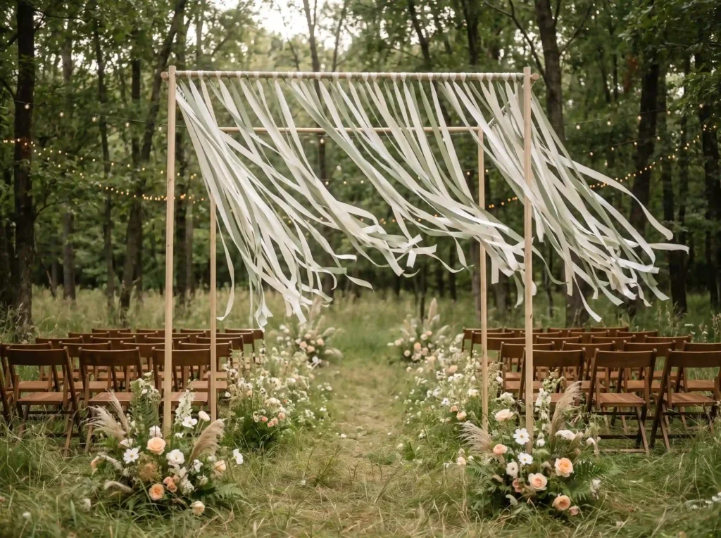 Forest meadow ribbon canopy altar K