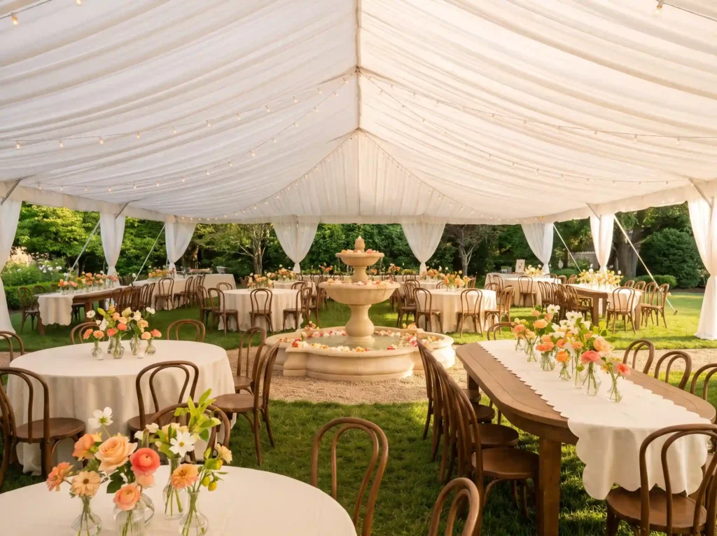 Peach fizz garden party wedding K