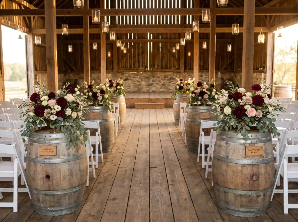 Vineyard wedding ceremony aisle … K