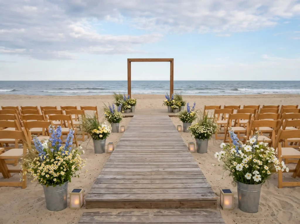 Wildflower boardwalk beach ceremony K