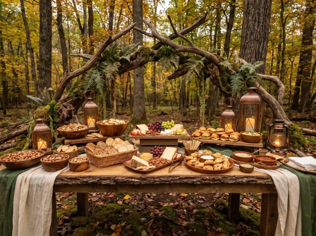Woodland snack buffet table K
