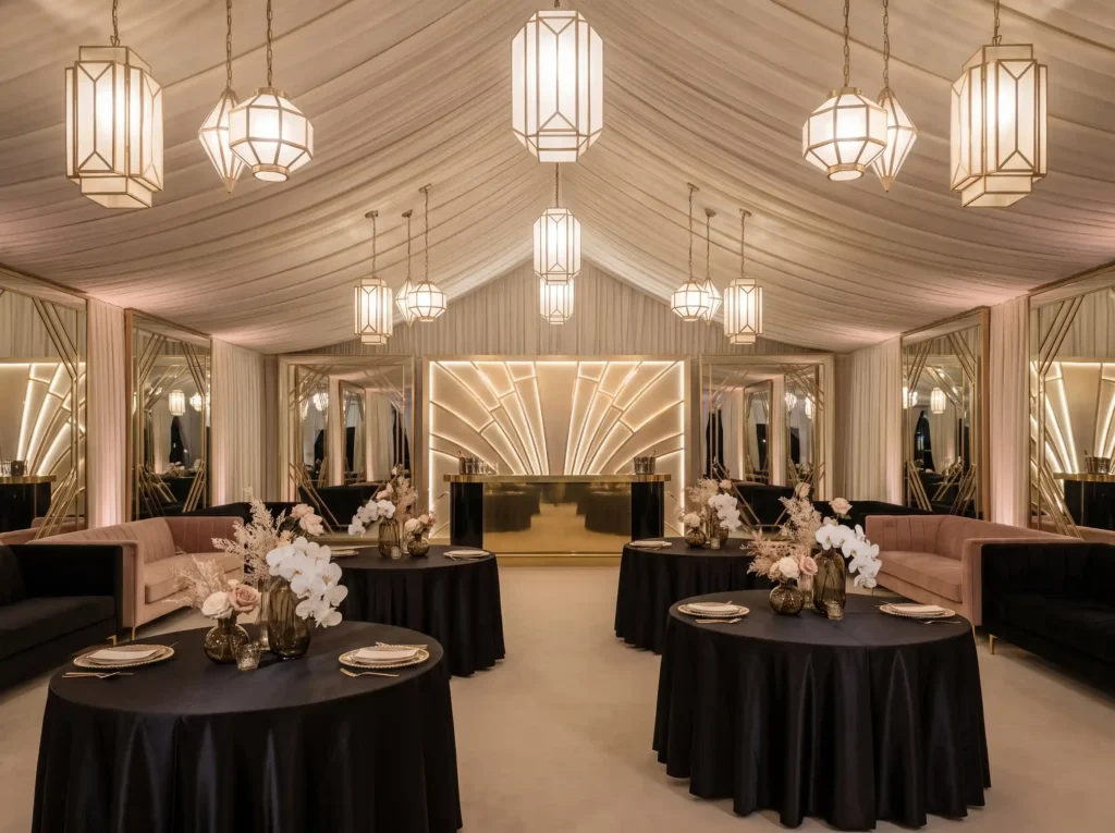 Art Deco wedding tent interior K