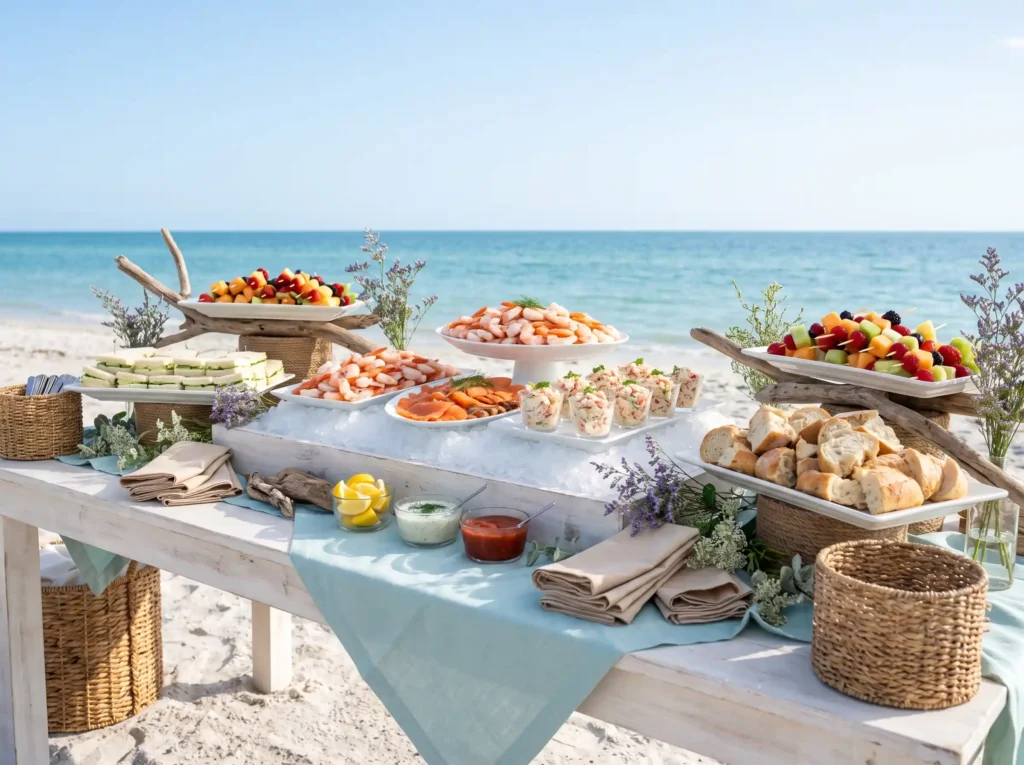 Coastal seafood picnic wedding s… K
