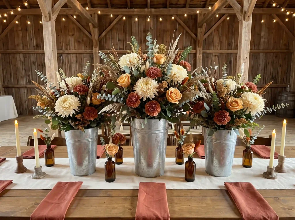 DIY harvest floral buckets K