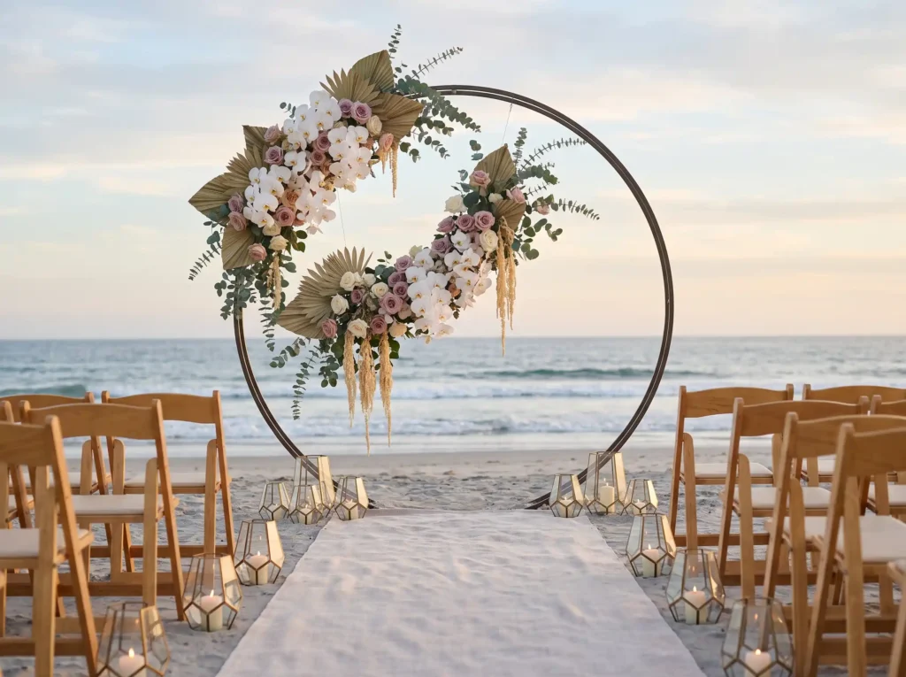 Floral crescent beach ceremony s… K