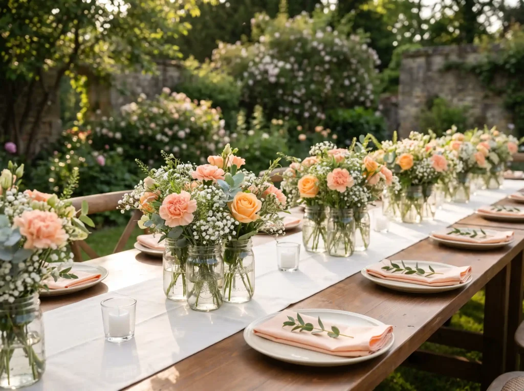 Peach garden jar table arrangement K