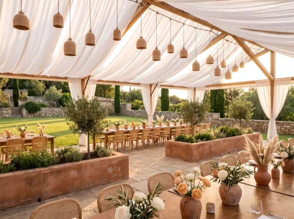 Terracotta courtyard tent weddin… K