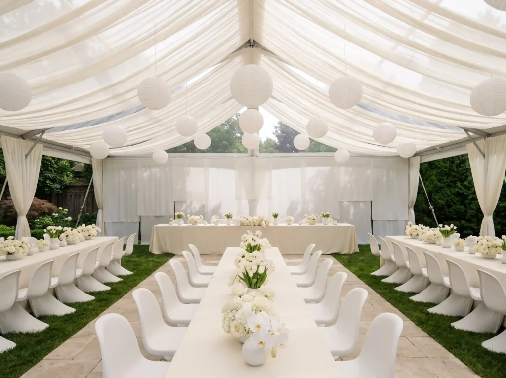 All white modern garden wedding … K