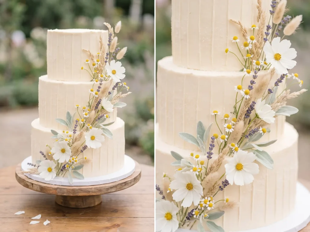 Cream cake with wildflower tiers K