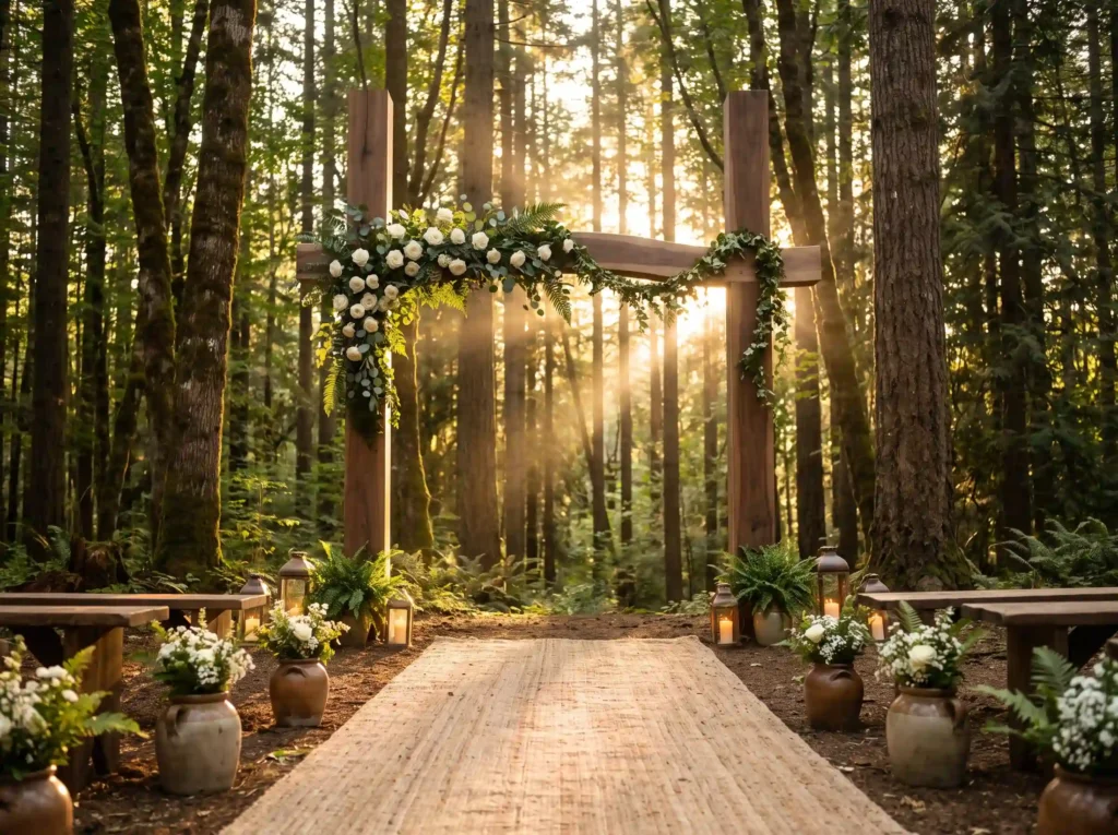 Forest wedding ceremony setting K