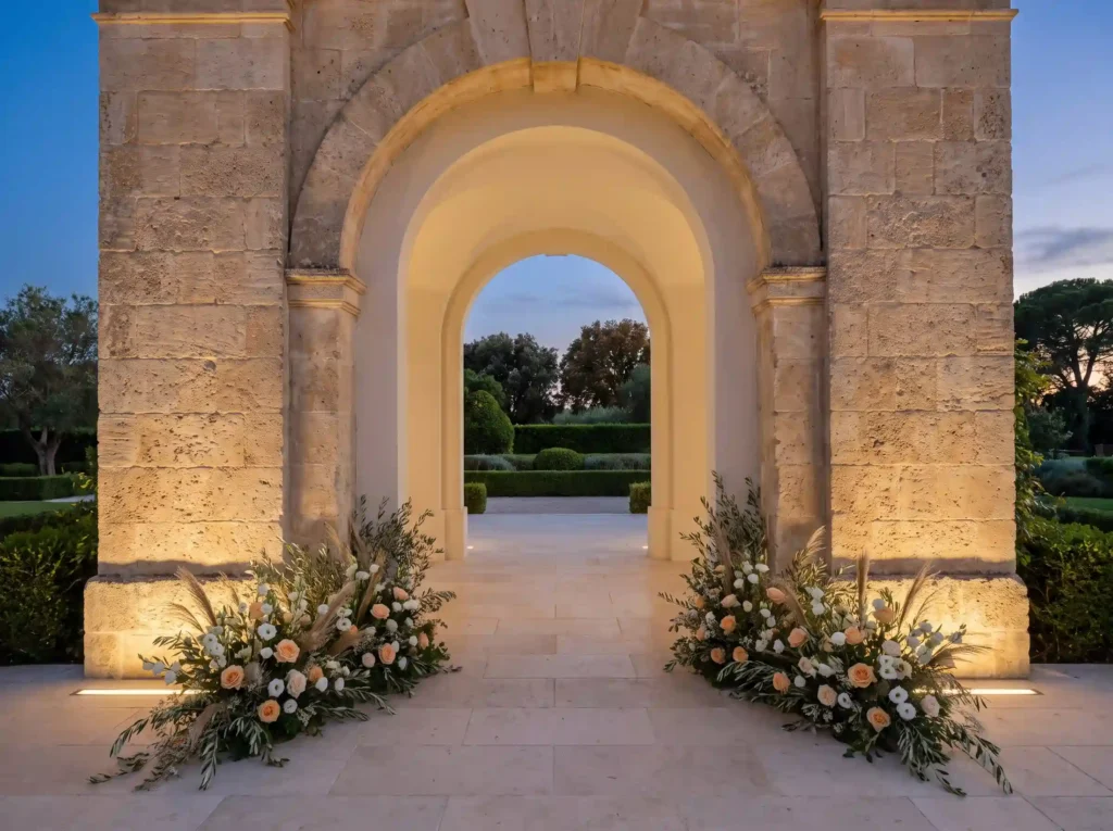 Limestone doorway with floral ar… K