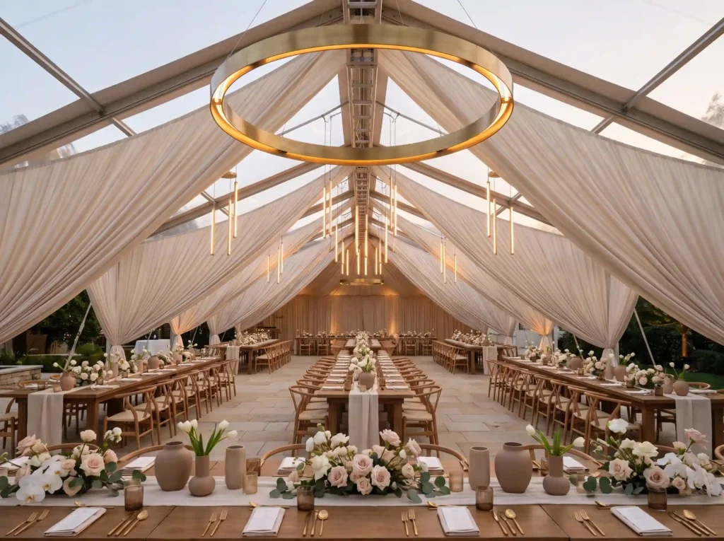 Modern draped atrium wedding tent K