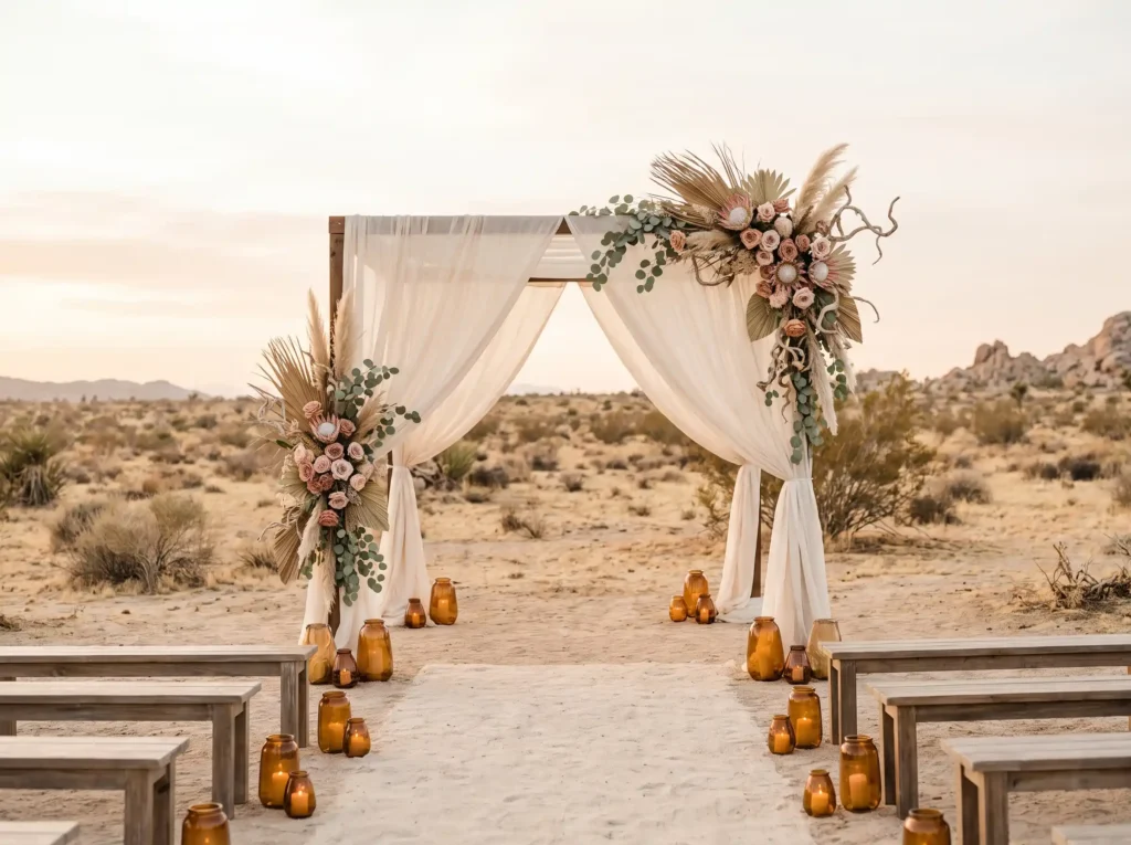 Desert wedding canopy ceremony K