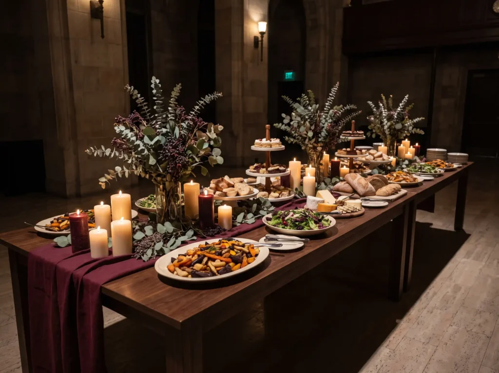 Fall wedding buffet with food K