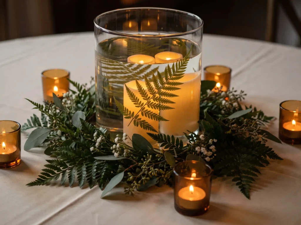 Floating fern lantern centerpiece K