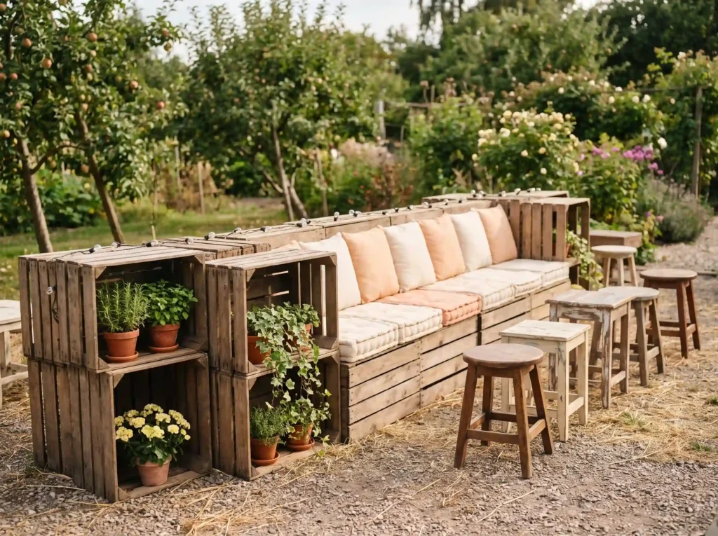 Fruit crate seating wall K
