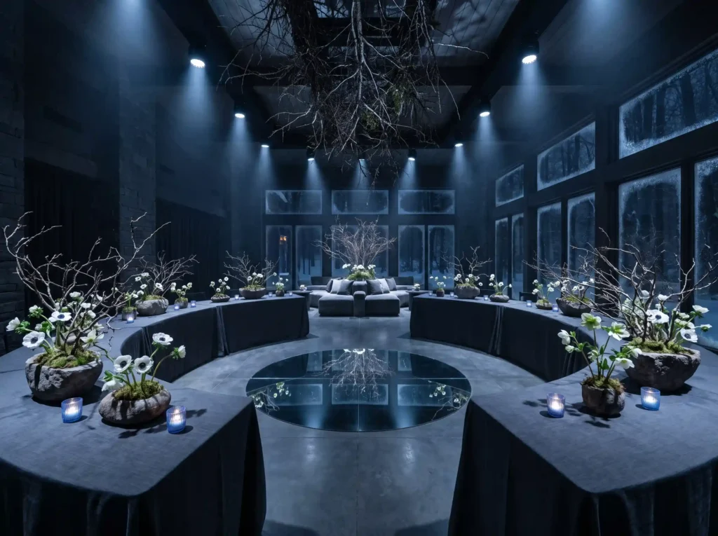 Woodland winter reception setup K