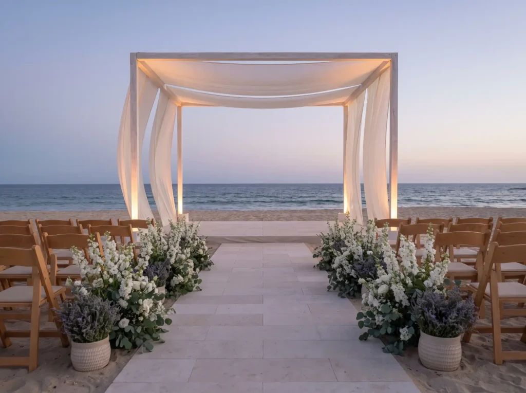 Coastal linen pavilion ceremony … K