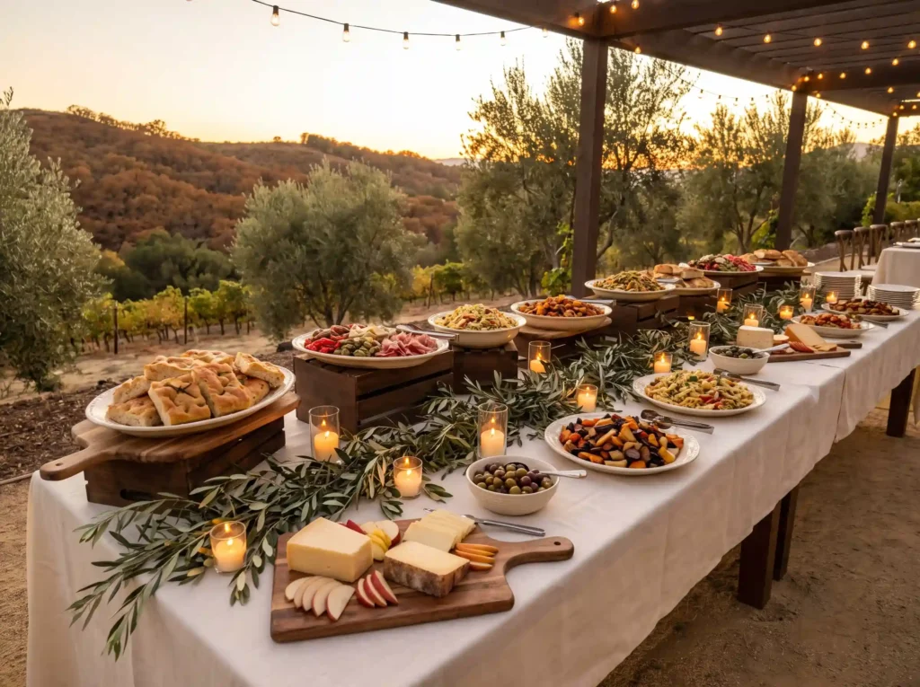 Italian wedding buffet with food K