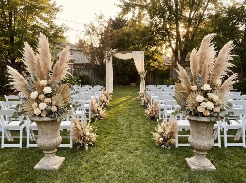 ackyard wedding ceremony setup