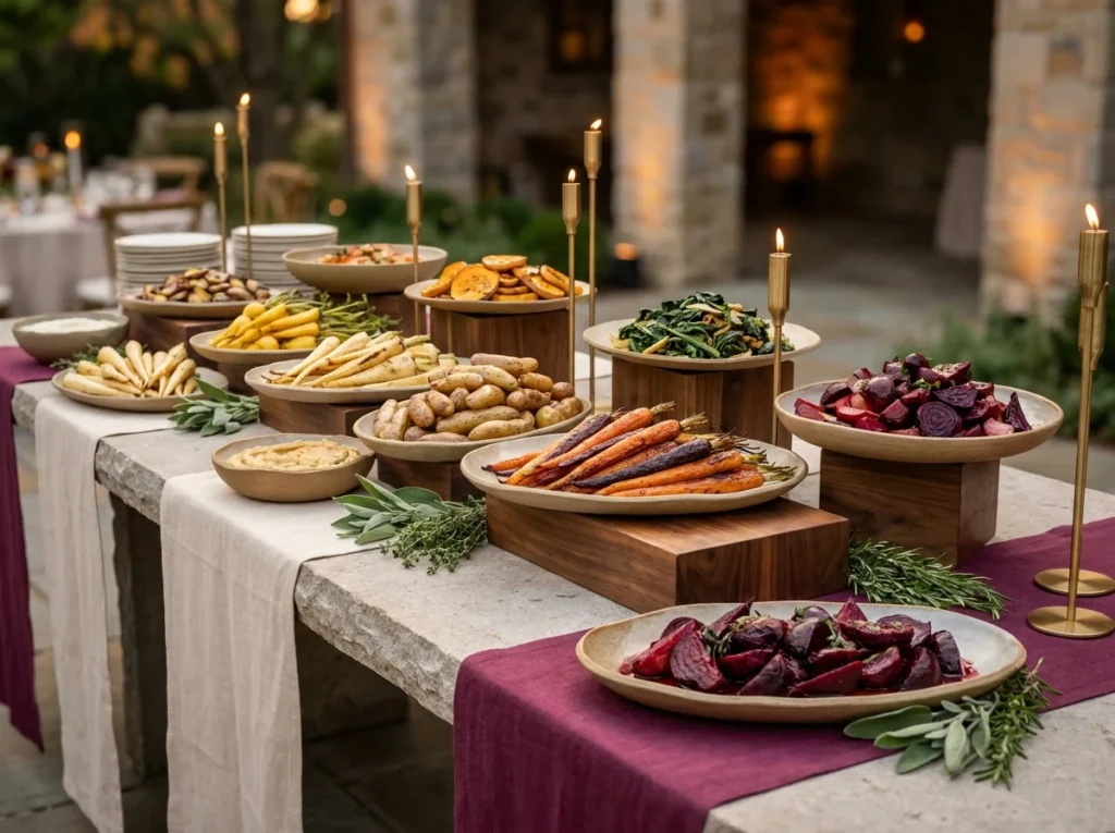 Root vegetable buffet display