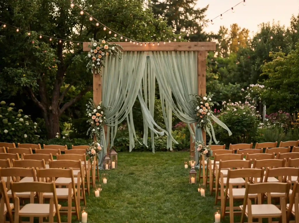 Sage green ribbon arbor K