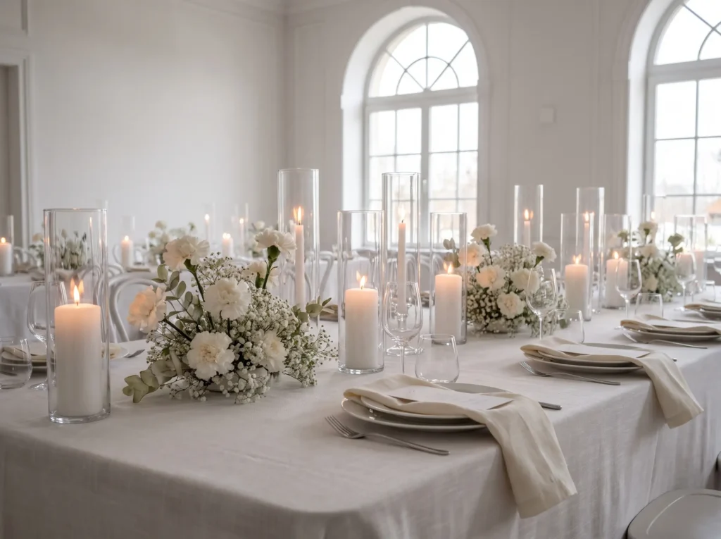 White candle table setup K