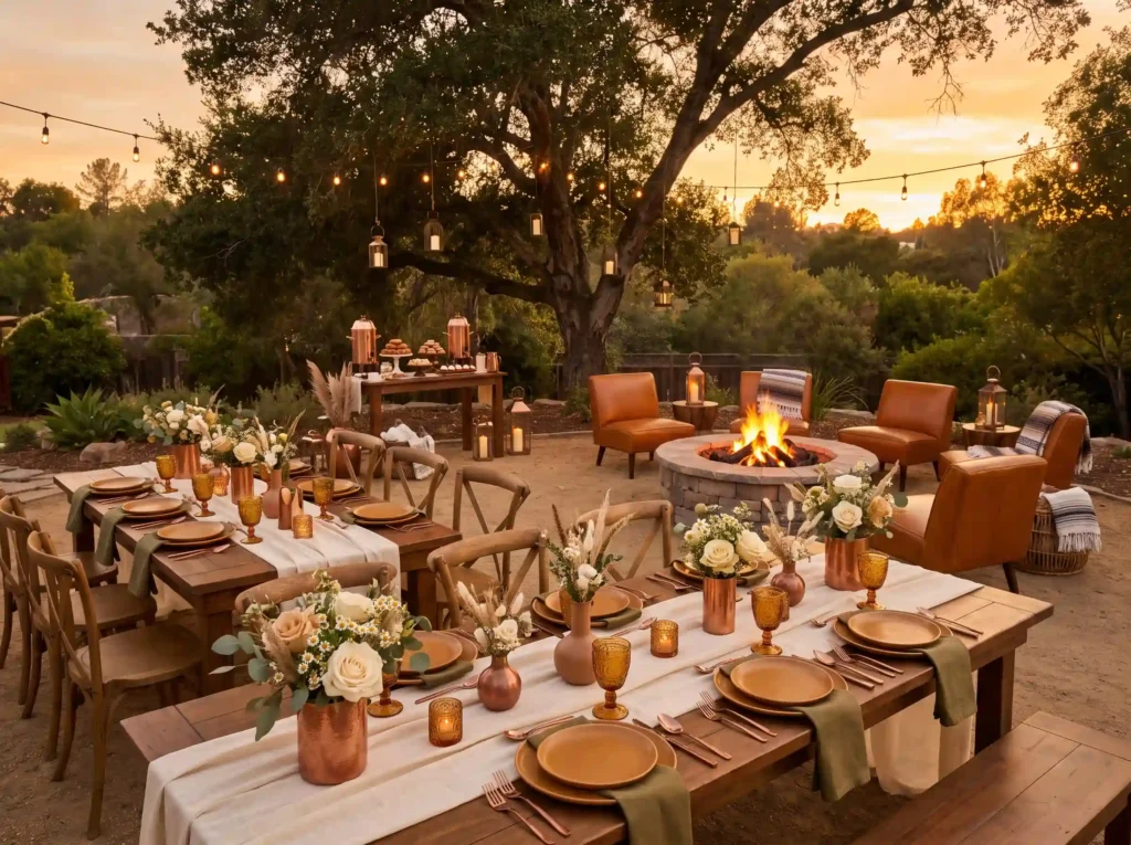 Backyard wedding reception at su… K