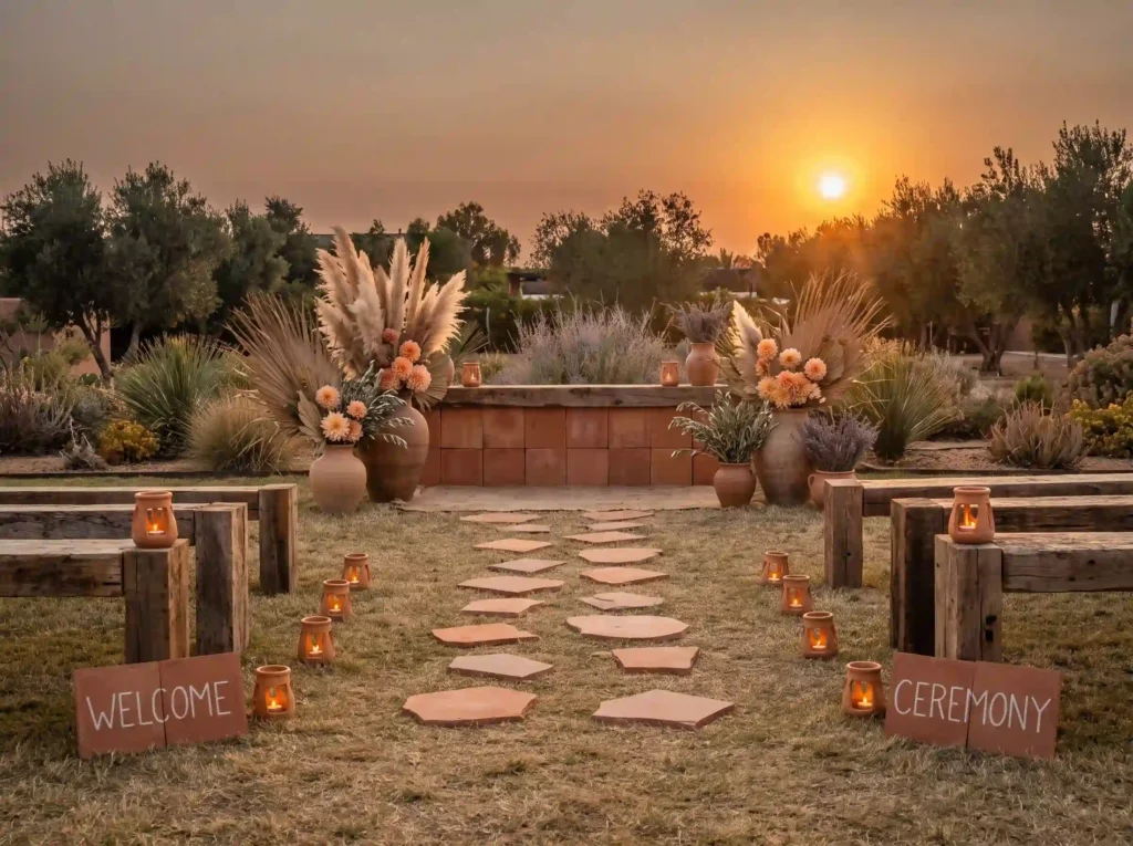 Terracotta sunset wedding ceremo… K
