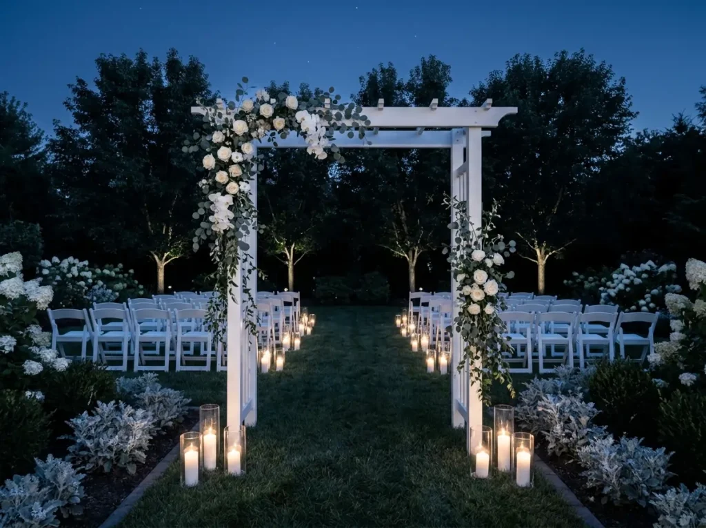 Moonlit backyard wedding ceremon…