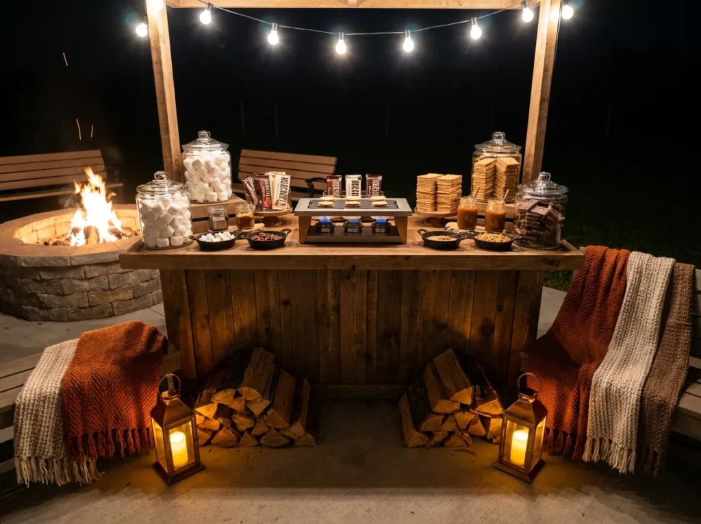 Outdoor wedding smores dessert …