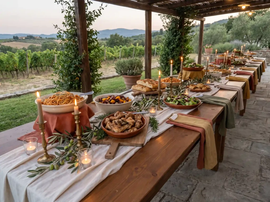 Tuscan family style wedding table K