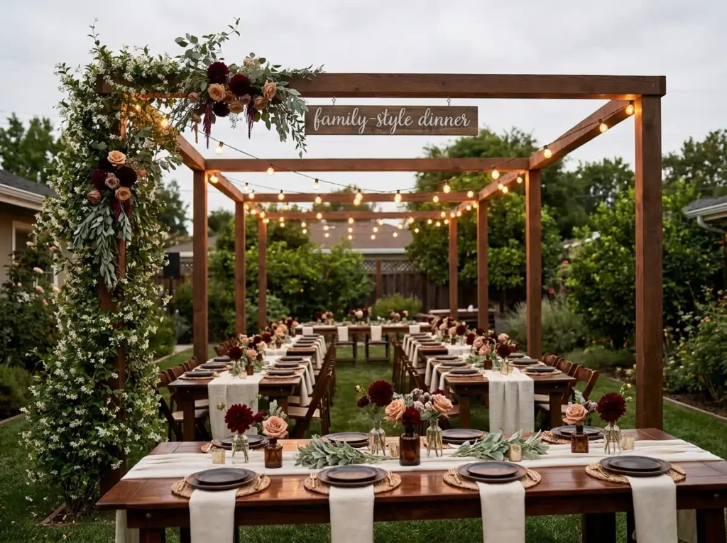 Backyard wedding reception design