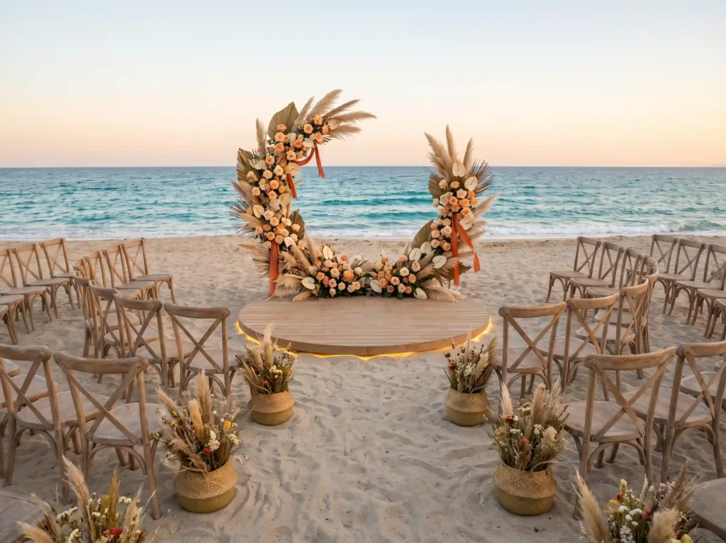 Circular beach wedding ceremony … K