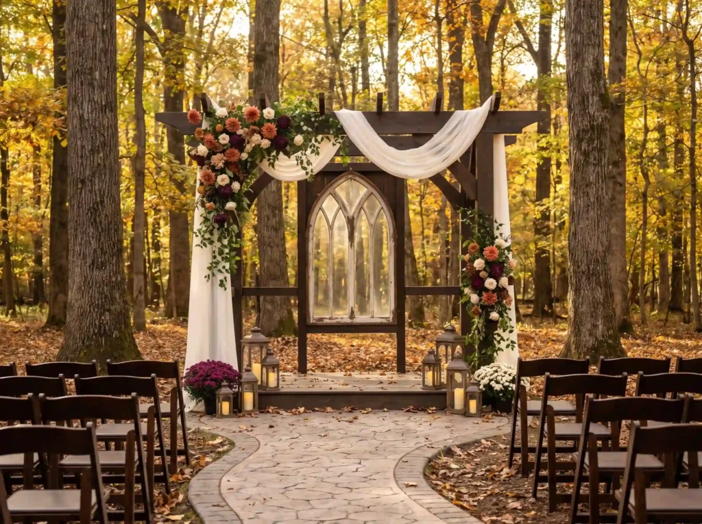 Gothic window woodland wedding a… K