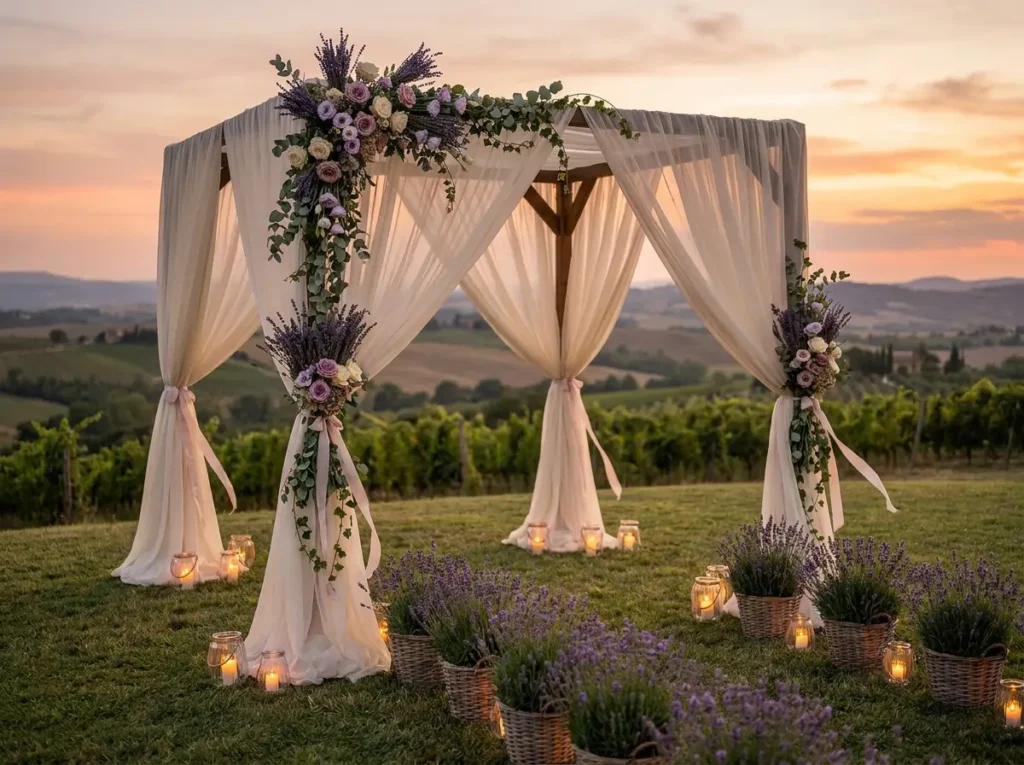 Lavender sunset wedding pavilion
