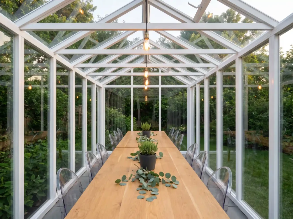 Modern greenhouse tent in backyard K