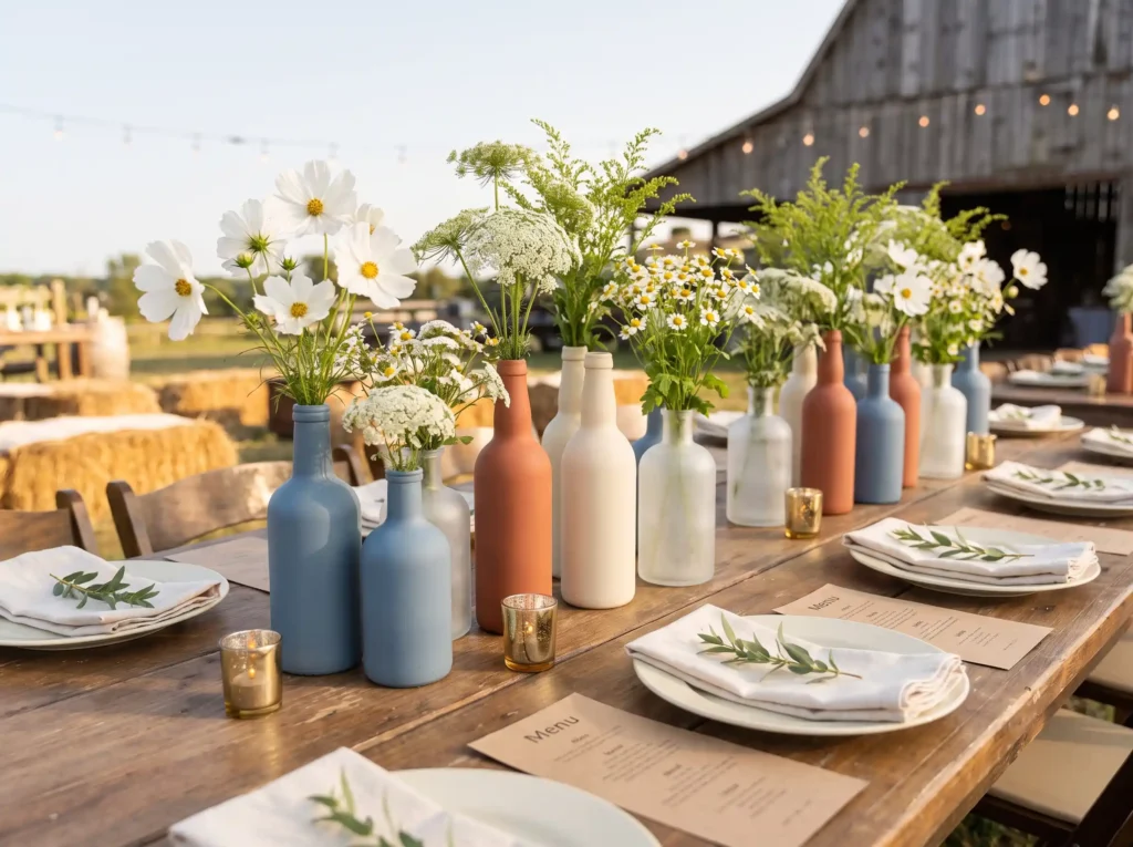 Painted bottles with wildflowers… K