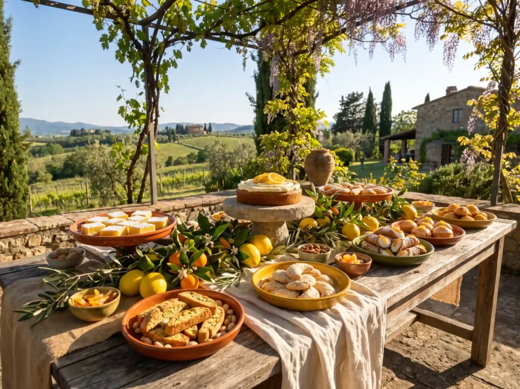 Tuscan citrus dessert table display K