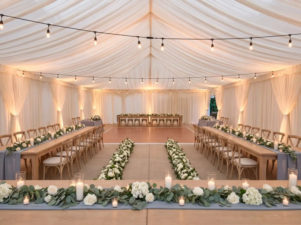 Wedding tent layout with dance K