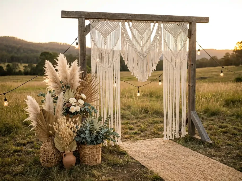 Macramé meadow wedding ceremony …