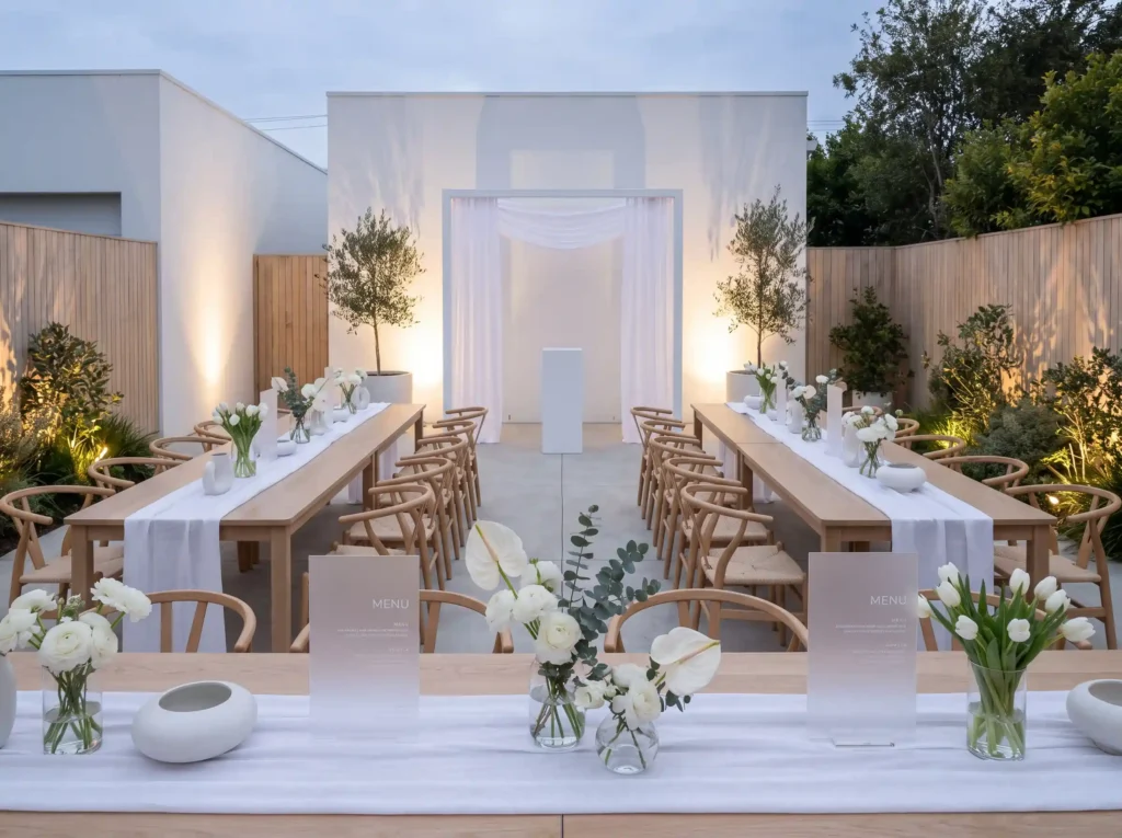 Modern white box garden wedding K