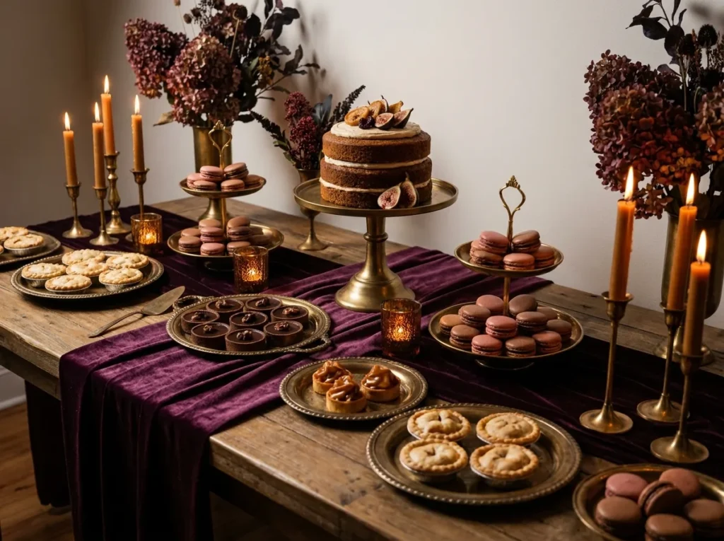 Plum dessert buffet display