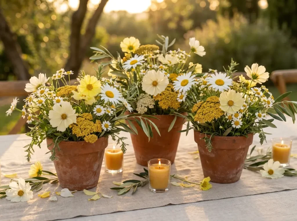 Terracotta wildflower centerpiec…