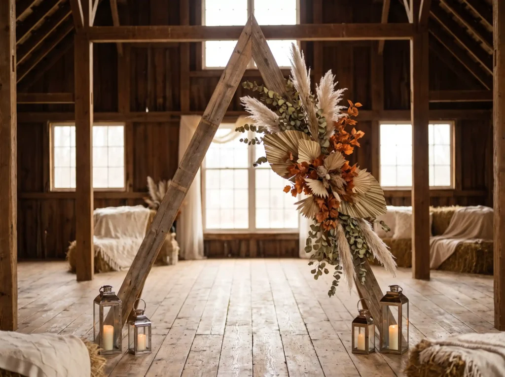 Triangular wooden arbor with dri… K