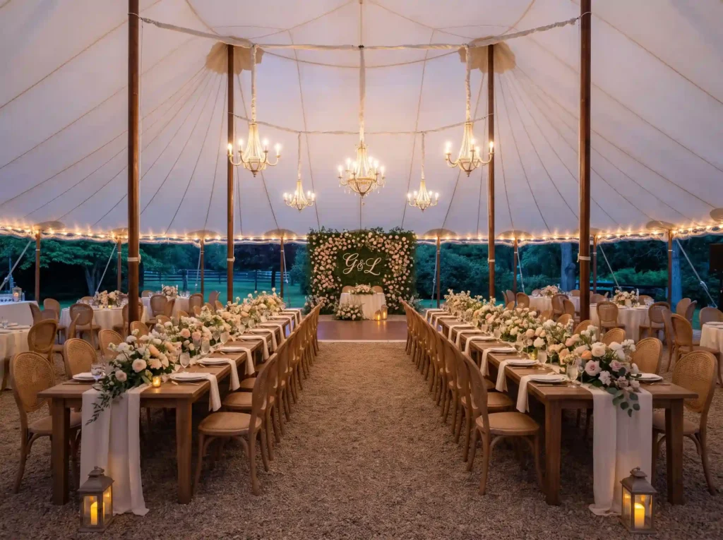 U Shaped Garden Dinner Reception K