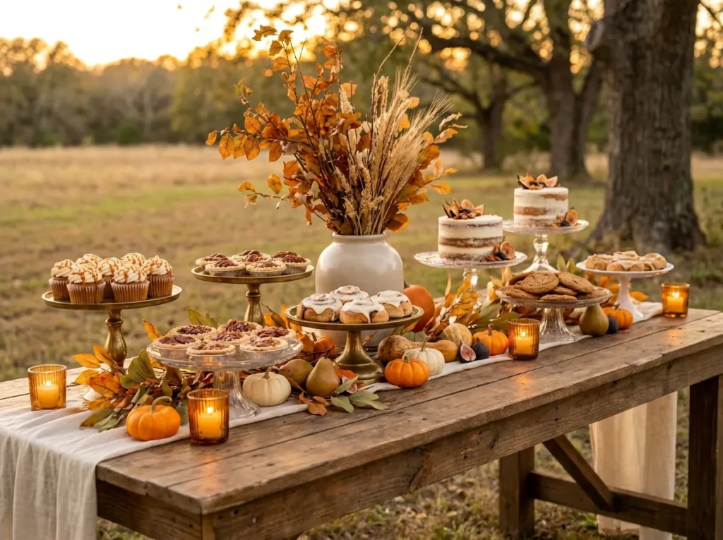 Wedding dessert table displayed